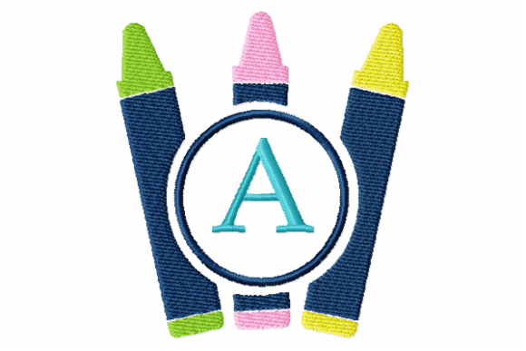 Crayons Frame Monogram Letter A