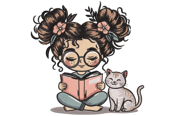 Reading Girl with Cat